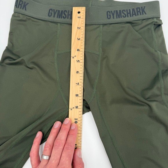 Gymshark Mens Compression Leggings 3/4 Tights Olive Green Training Size Small - Picture 6 of 10